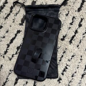 iPhone 16 Pro Max Black Checkered Loopy Case